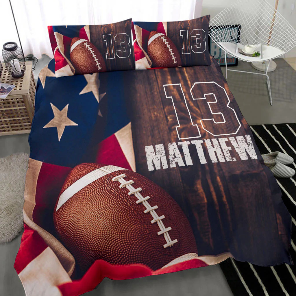America Football custom bedding set Personalized NFL duvet cover bed sheets pillow shams