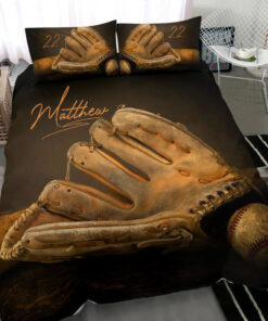 Baseball Vintage custom bedding set Personalized Baseball duvet cover bed sheets pillow shams