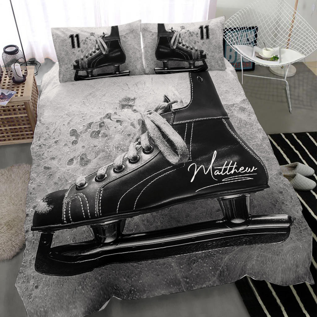 Hockey Skate Shoes custom bedding set Personalized NHL duvet cover bed sheets pillow shams