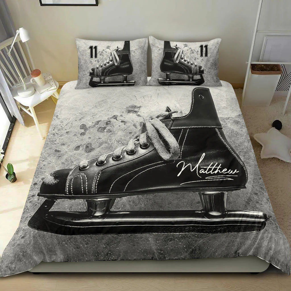 Hockey Skate Shoes custom bedding set Personalized NHL duvet cover bed sheets pillow shams