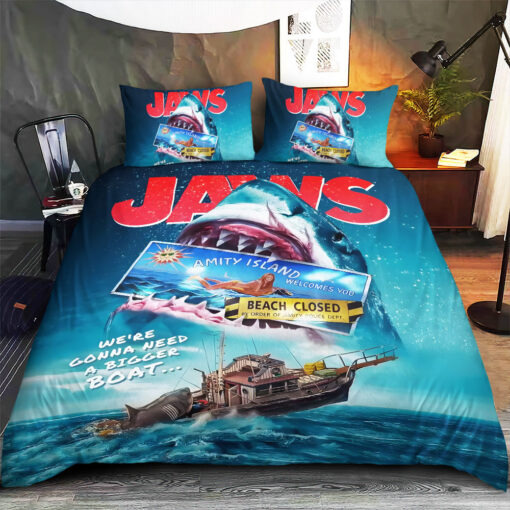 Custom Jaws bedding set – Personalized duvet cover pillow shams 01