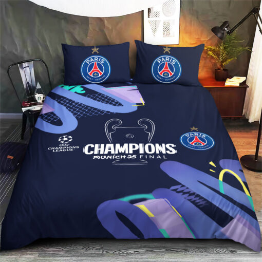 Custom Paris Saint Germain bedding set – Personalized duvet cover pillow shams 01