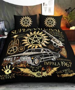 Custom Supernatural bedding set 4 pcs Personalized duvet cover bed sheets pillow shams