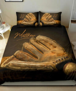 Baseball Vintage custom bedding set Personalized Baseball duvet cover bed sheets pillow shams