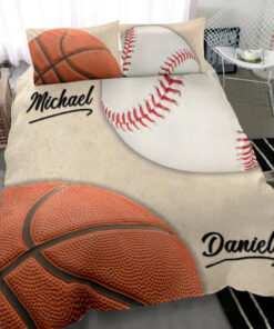 Basketball Baseball custom bedding set Personalized duvet cover bed sheets pillow shams