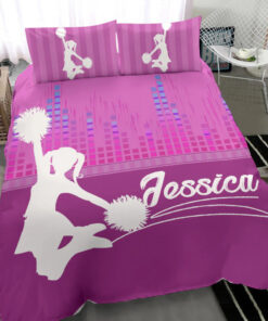 Cheerleading custom bedding set Personalized Cheerleader duvet cover bed sheets pillow shams