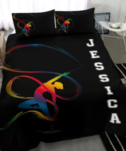 Gymnastic custom bedding set Personalized Gymnastic duvet cover bed sheets pillow shams