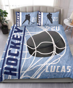 Hockey Puck Player custom bedding set Personalized NHL duvet cover bed sheets pillow shams