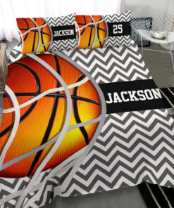 Basketball Ball Zigzag Player custom bedding set Personalized duvet cover bed sheets pillow shams