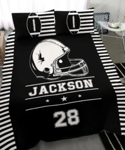 Football Helmet custom bedding set Personalized duvet cover bed sheets pillow shams