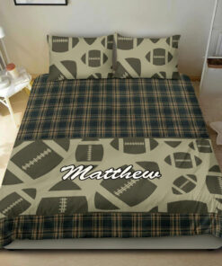 Football Pattern Checkered custom bedding set Personalized duvet cover bed sheets pillow shams