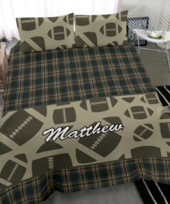 Football Pattern Checkered custom bedding set Personalized duvet cover bed sheets pillow shams