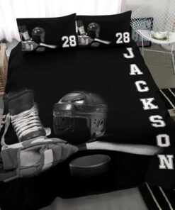 Hockey Stuff Player custom bedding set Personalized duvet cover bed sheets pillow shams