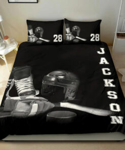 Hockey Stuff Player custom bedding set Personalized duvet cover bed sheets pillow shams