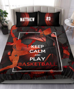 Keep Calm Play Basketball custom bedding set Personalized duvet cover bed sheets pillow shams