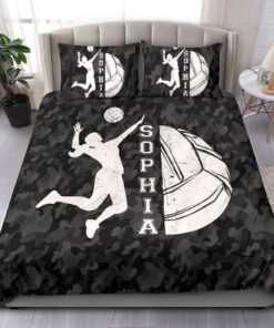 BVolleyball Girl Black Camo bedding set Personalized duvet cover bed sheets pillow shams