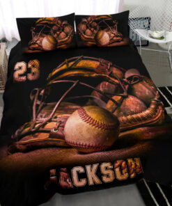 Baseball Ball Helmet Vintage bedding set Personalized duvet cover bed sheets pillow shams
