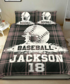 Baseball Ball Pitcher Checkered bedding set Personalized duvet cover bed sheets pillow shams