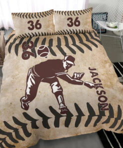 Baseball Catcher custom bedding set Personalized duvet cover bed sheets pillow shams