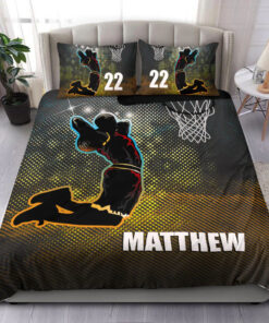 Basketball Boy Player Slam Dunk custom bedding set Personalized duvet cover bed sheets pillow shams