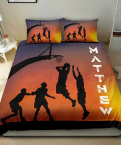 Basketball Sun Set custom bedding set Personalized duvet cover bed sheets pillow shams