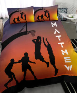 Basketball Sun Set custom bedding set Personalized duvet cover bed sheets pillow shams