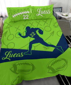 Football Green custom bedding set Personalized duvet cover bed sheets pillow shams