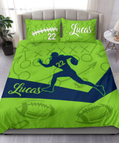 Football Green custom bedding set Personalized duvet cover bed sheets pillow shams