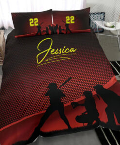 Softball Baseball custom bedding set Personalized duvet cover bed sheets pillow shams