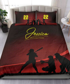 Softball Baseball custom bedding set Personalized duvet cover bed sheets pillow shams