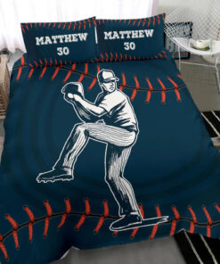 Baseball Pitcher custom bedding set Personalized duvet cover bed sheets pillow shams