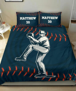 Baseball Pitcher custom bedding set Personalized duvet cover bed sheets pillow shams