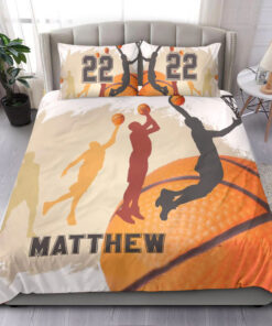 Basketball Boy Vintage custom bedding set Personalized duvet cover bed sheets pillow shams