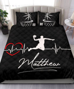 Basketball Heart Beat Slamdunk custom bedding set Personalized duvet cover bed sheets pillow shams