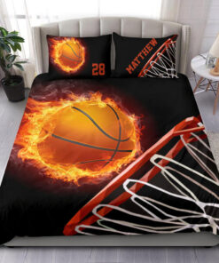 Fire Basketball custom bedding set Personalized duvet cover bed sheets pillow shams