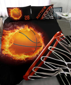 Fire Basketball custom bedding set Personalized duvet cover bed sheets pillow shams