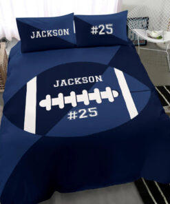 Football Ball Blue custom bedding set Personalized duvet cover bed sheets pillow shams