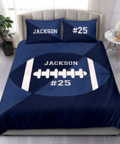 Football Ball Blue custom bedding set Personalized duvet cover bed sheets pillow shams