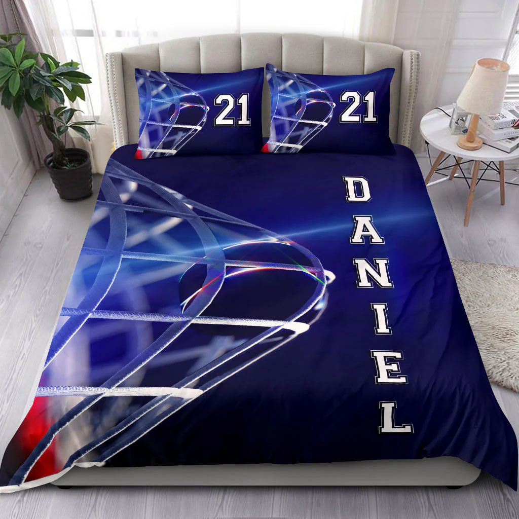 Hockey Moment custom bedding set Personalized duvet cover bed sheets pillow shams