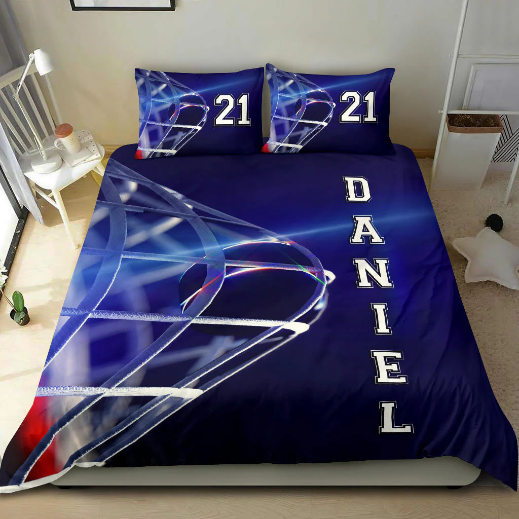 Hockey Moment custom bedding set Personalized duvet cover bed sheets pillow shams