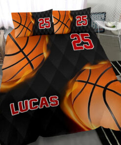 Basketball Ball Fire custom bedding set Personalized duvet cover bed sheets pillow shams