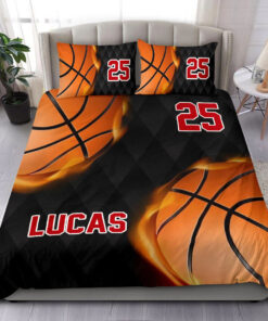 Basketball Ball Fire custom bedding set Personalized duvet cover bed sheets pillow shams