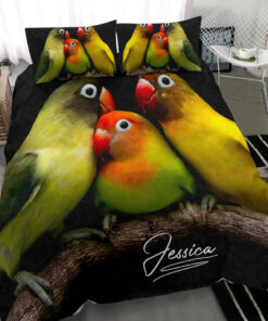 Parrot Sun Conure custom bedding set Personalized duvet cover bed sheets pillow shams