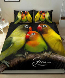 Parrot Sun Conure custom bedding set Personalized duvet cover bed sheets pillow shams