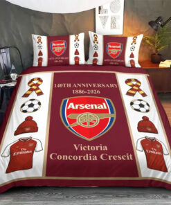 Arsenal FC 140th Anniversary custom bedding set 4 pcs personalized duvet cover bed sheets pillow shams