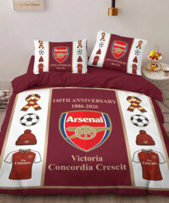 Arsenal FC 140th Anniversary custom bedding set 4 pcs personalized duvet cover bed sheets pillow shams