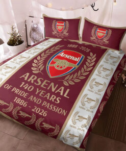 Arsenal FC 1886 2026 custom bedding set 4 pcs personalized duvet cover bed sheets pillow shams