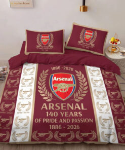 Arsenal FC 1886 2026 custom bedding set 4 pcs personalized duvet cover bed sheets pillow shams