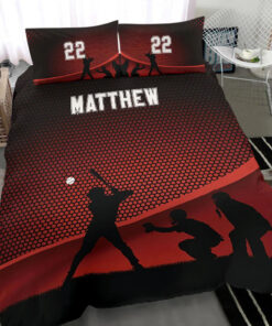 Baseball Boy Player bedding set 4 pcs Personalized duvet cover bed sheets pillow shams