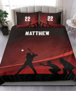 Baseball Boy Player bedding set 4 pcs Personalized duvet cover bed sheets pillow shams